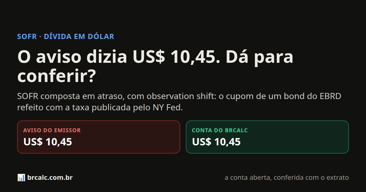 SOFR + margem: a linha do contrato que vale US$ 270,89 por trimestre